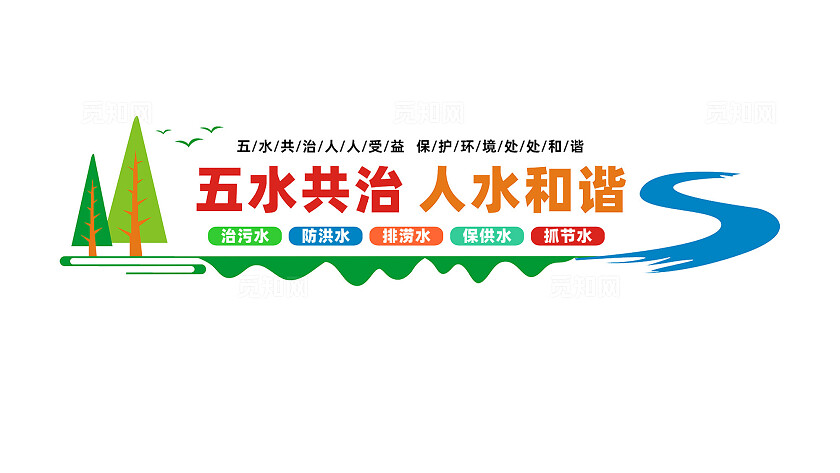 五水共治人水和谐环境保护文化墙