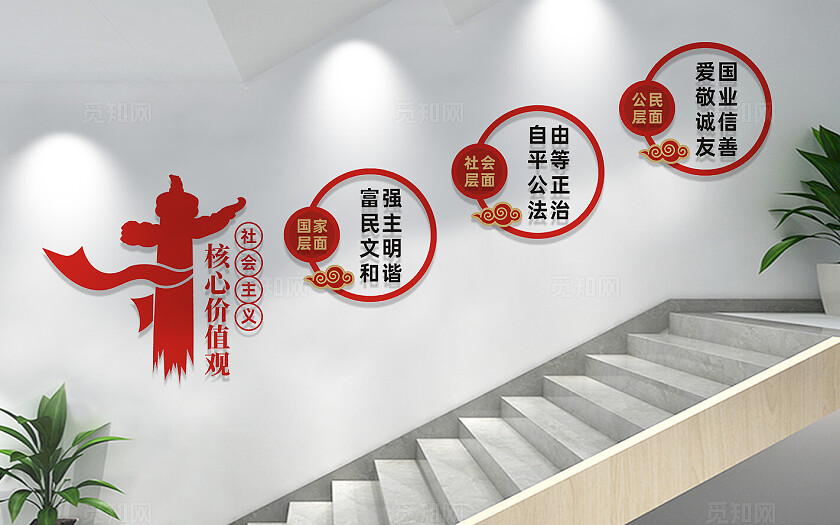 社会主义核心价值观楼梯文化墙