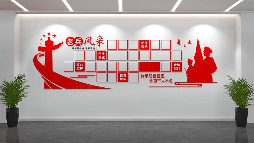 退役军人服务中心风采墙照片墙设计