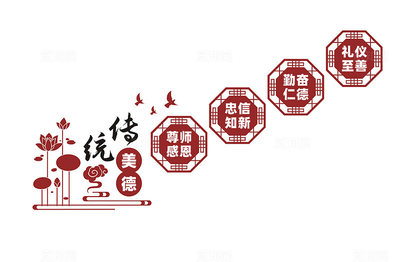 传统美德校园楼梯文化墙