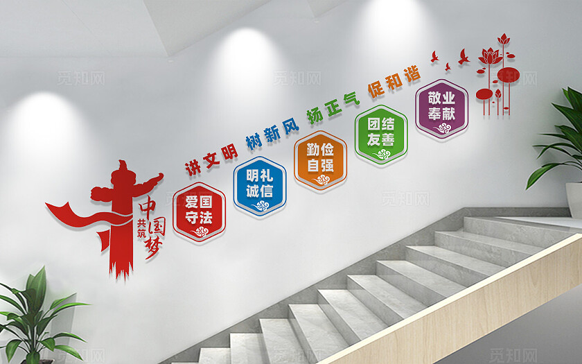 校园学校楼梯文化墙宣传标语