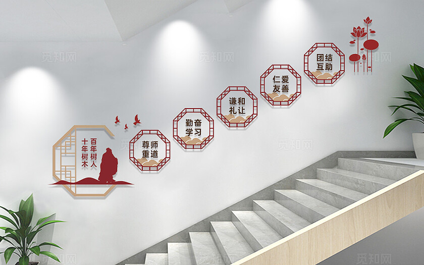 学校校园楼梯文化墙宣传标语