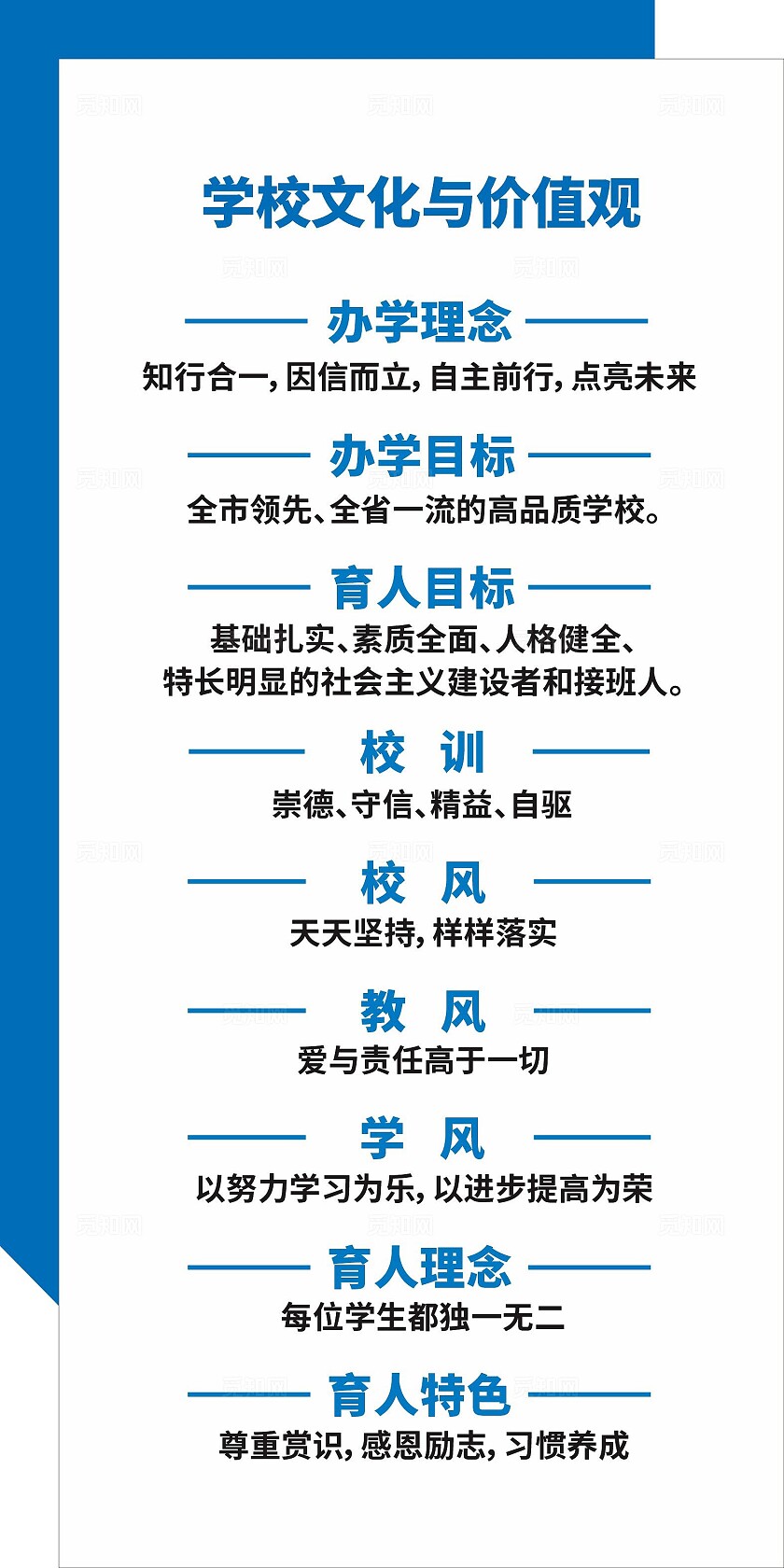 蓝色简约大气学校文化宣传展板