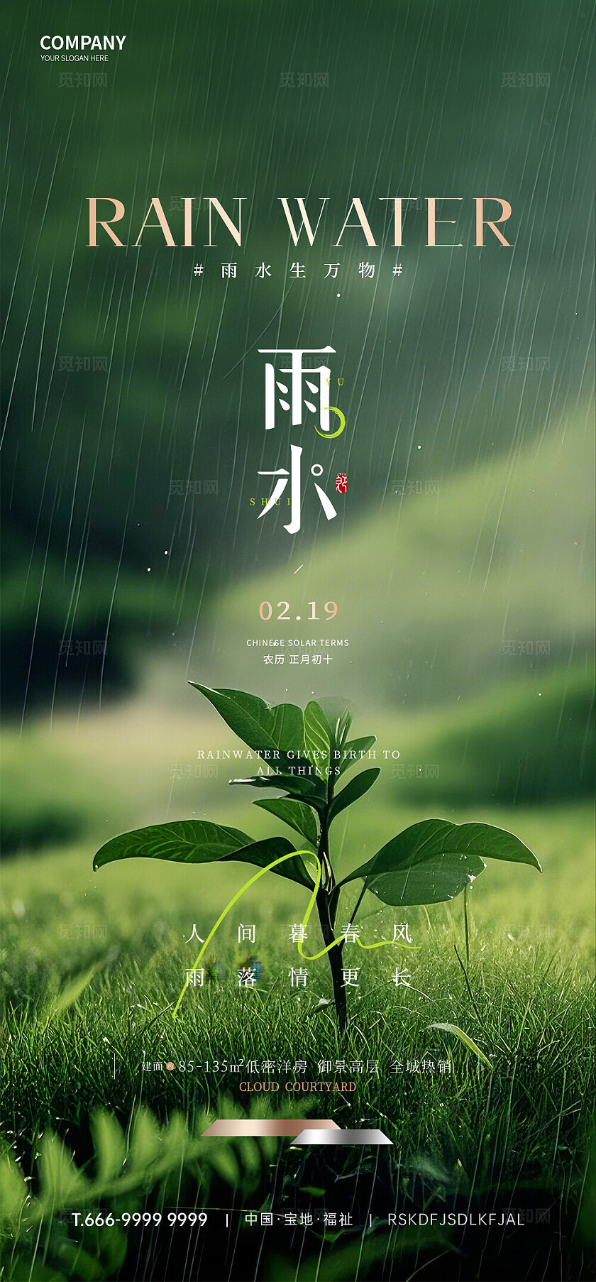 雨水节气海报