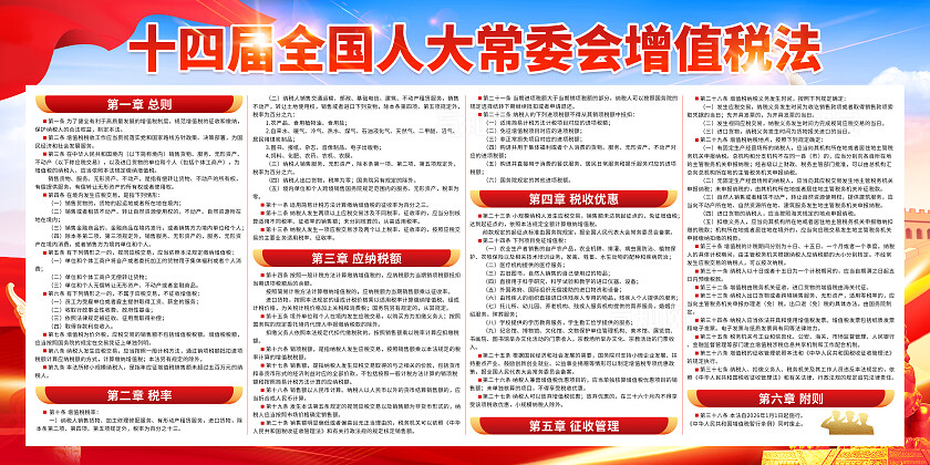 红色简约2025十四届全国人大常委会增值税法宣传栏