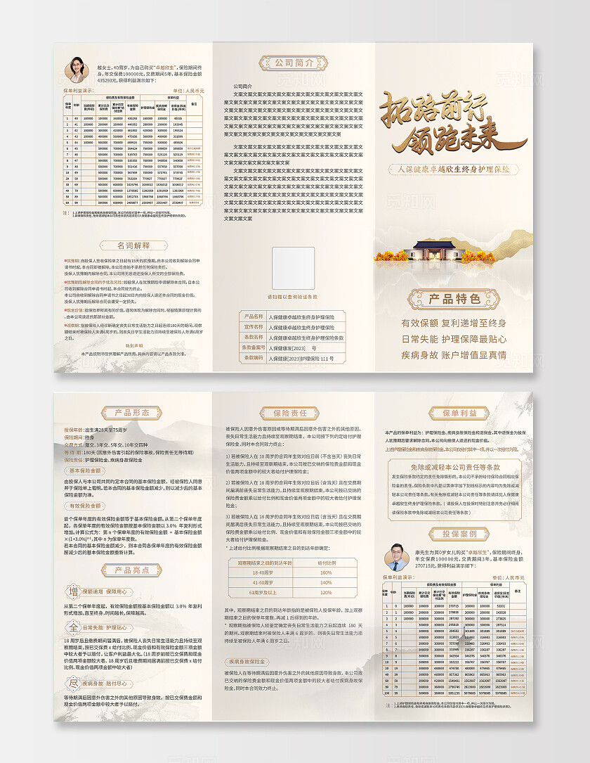 浅金色山水风格金融宣传金融推广宣传折页