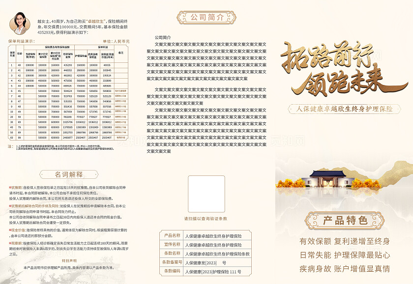浅金色山水风格金融宣传金融推广宣传折页