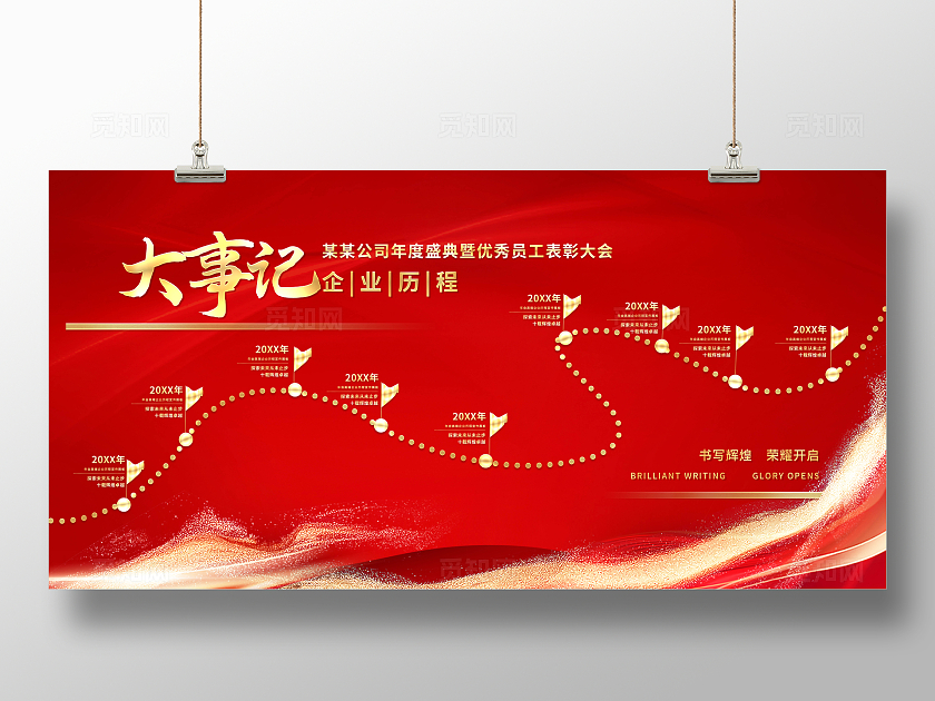 红色大气公司发展历程展板时间轴展板展板