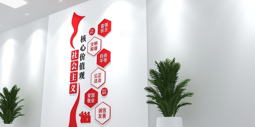 红色社会主义核心价值观党建竖版文化墙