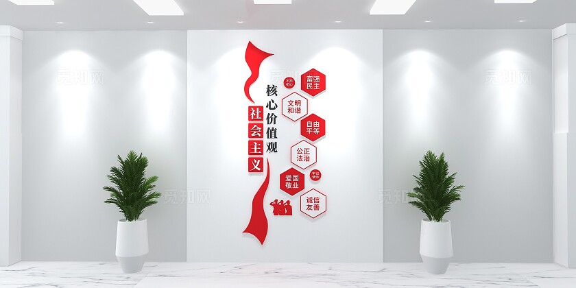 红色社会主义核心价值观党建竖版文化墙