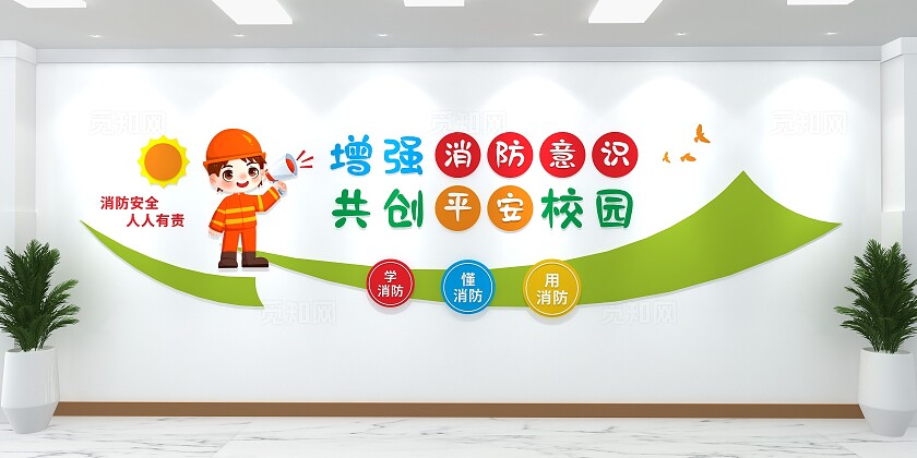 增强消防意识校园消防文化墙3D文化墙校园标语
