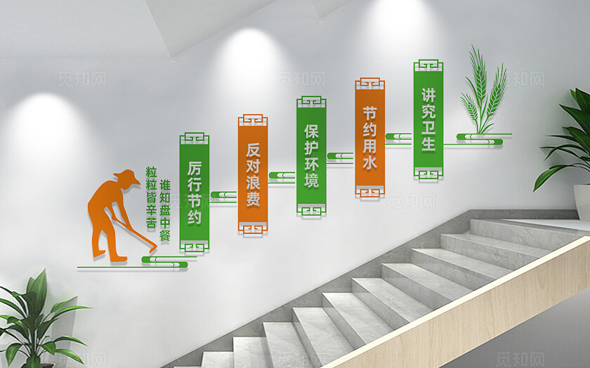 食堂楼梯楼道文化墙宣传标语