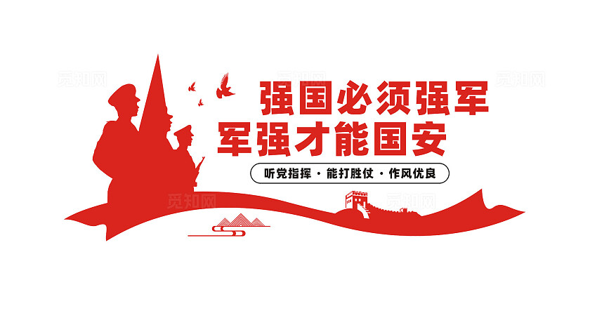 部队军队党建文化墙宣传标语