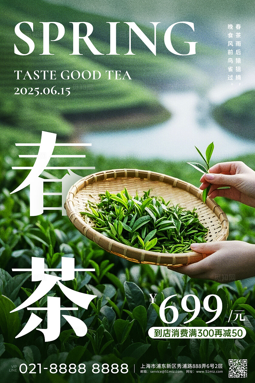 绿色实拍风春茶上市新茶上市春茶上新促销宣传文案海报