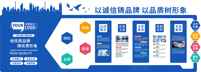 蓝色企业文化墙