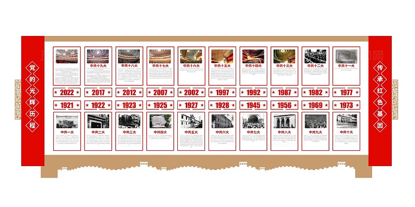 党的光辉历程党建形象墙党建文化墙
