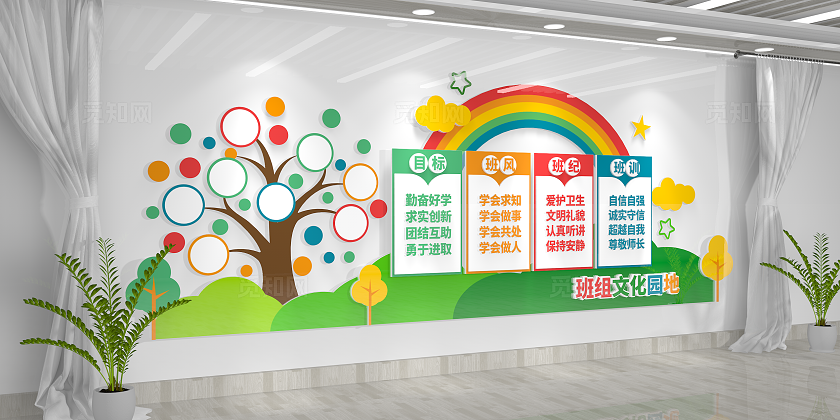 可爱卡通班组文化园地校园班级文化墙