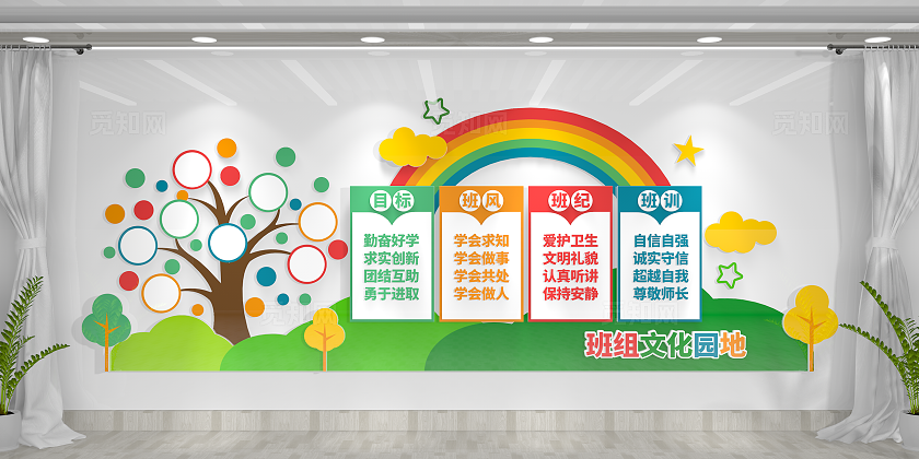 可爱卡通班组文化园地校园班级文化墙
