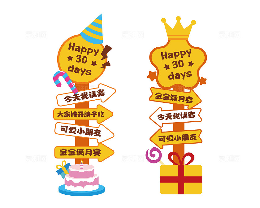 宝宝百岁宴路牌指引牌满月宴路牌指引牌宝宝满月生日路牌指引牌