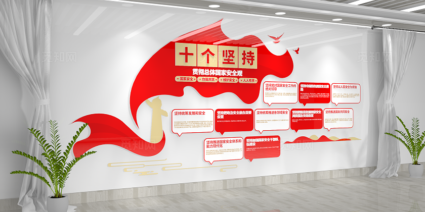 贯彻总体国家安全观十个坚持国家安全文化墙