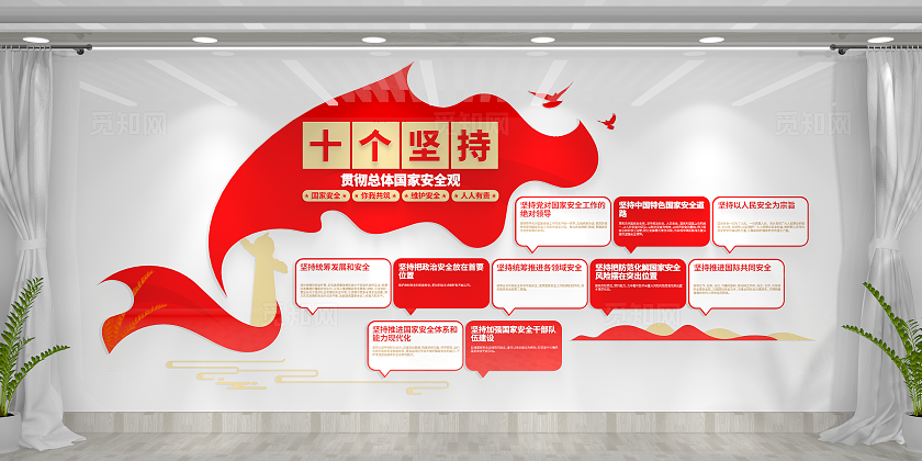 贯彻总体国家安全观十个坚持国家安全文化墙