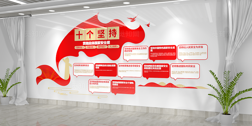 贯彻总体国家安全观十个坚持国家安全文化墙