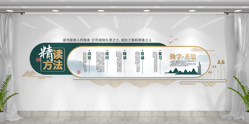 中国风精读的方法阅读文化校园文化墙