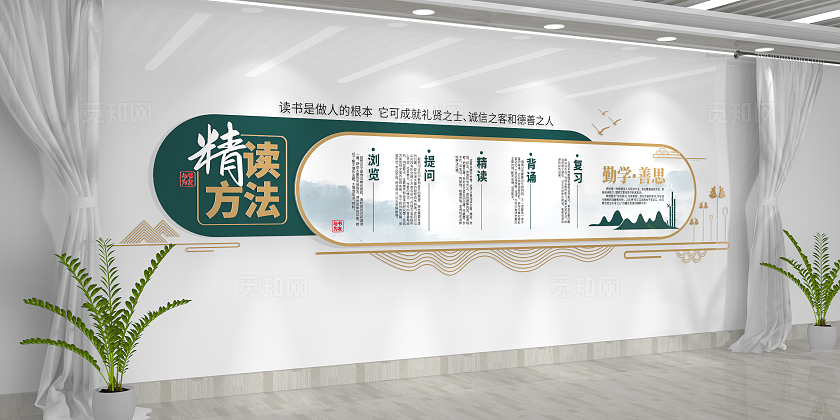 中国风精读的方法阅读文化校园文化墙