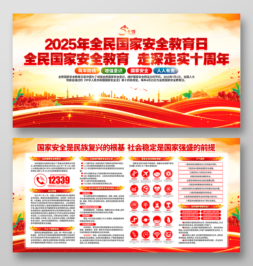 开展2025年全民国家安全教育日展板国家安全宣传展板