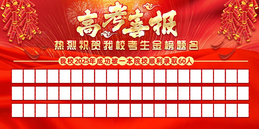 红色大气高考喜报荣誉榜名单宣传栏展板