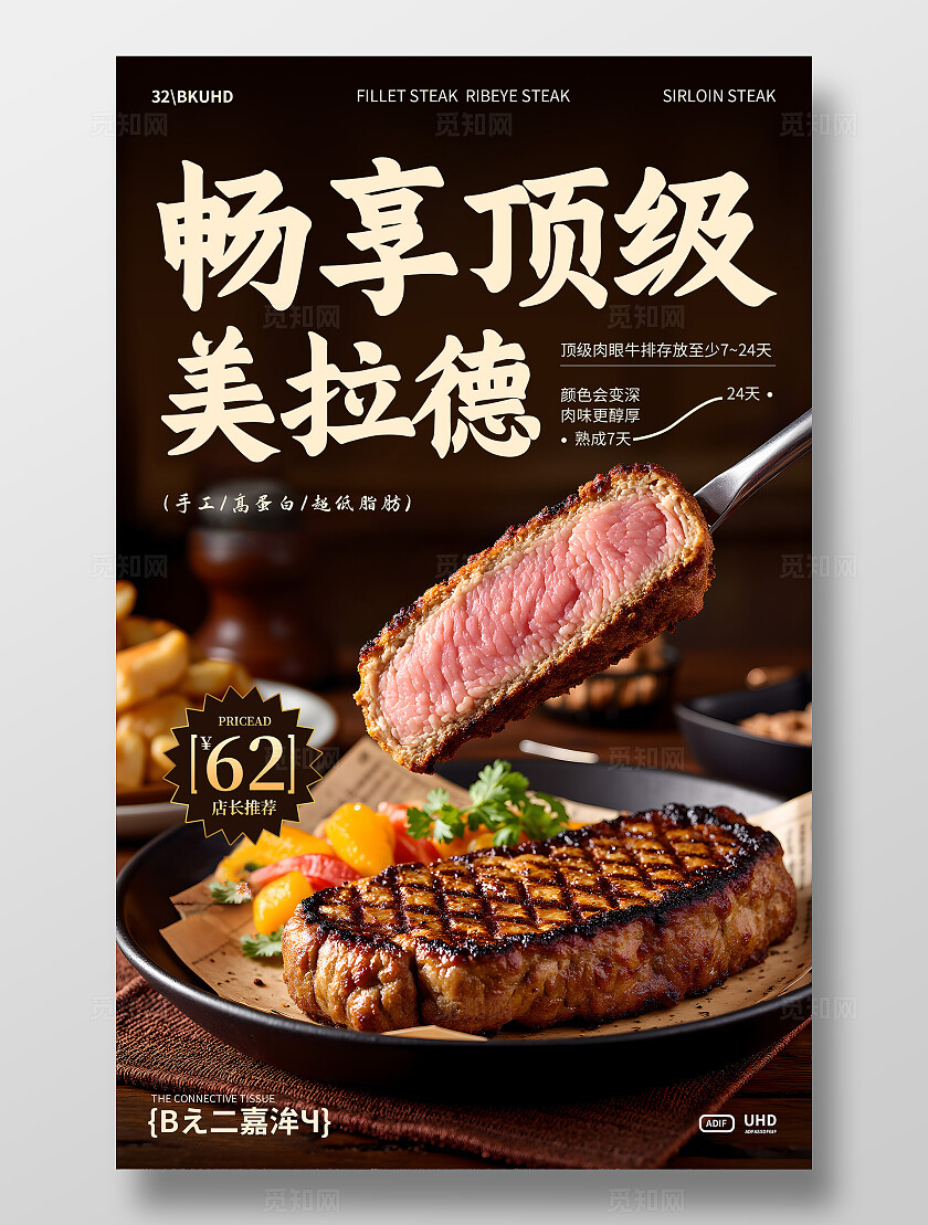 牛排美食海报