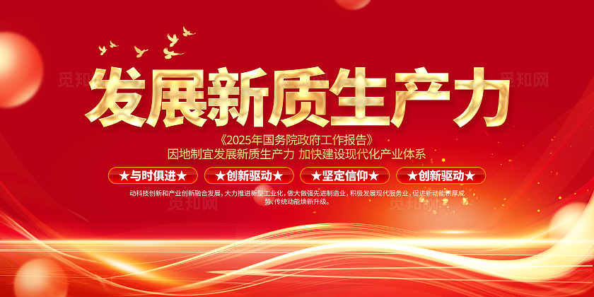 发展新质生产力2025全国两会工作报告新质生产力党建展板