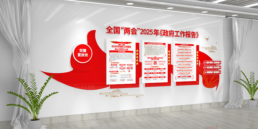 党员学习园地2025全国两会工作报告文化墙党建文化墙