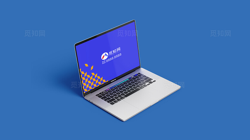 蓝色简约笔记本电脑样机