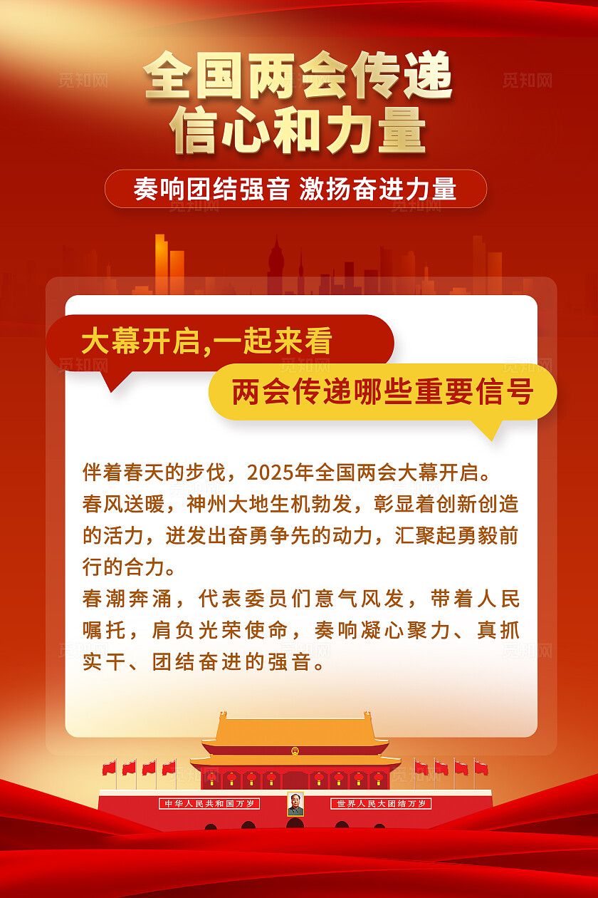 红色2025全国两会海报套图海报两会海报党建套图海报党建党政党课