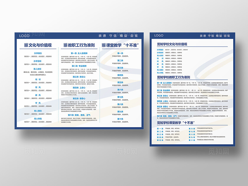 蓝色简约大气学校文化宣传展板