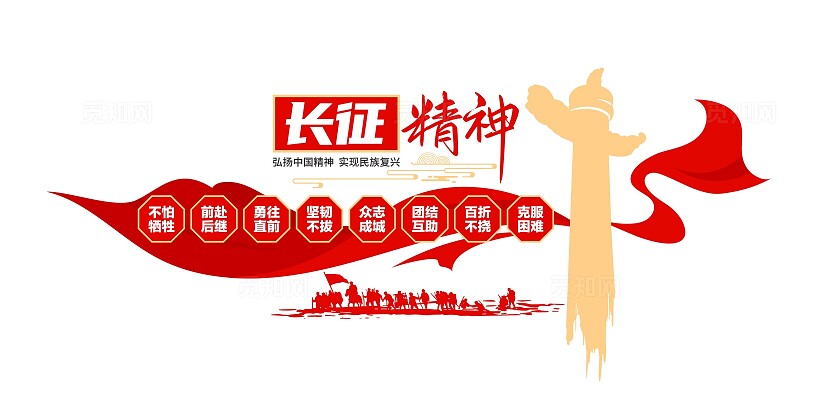 弘扬中国精神长征精神文化墙党建文化墙