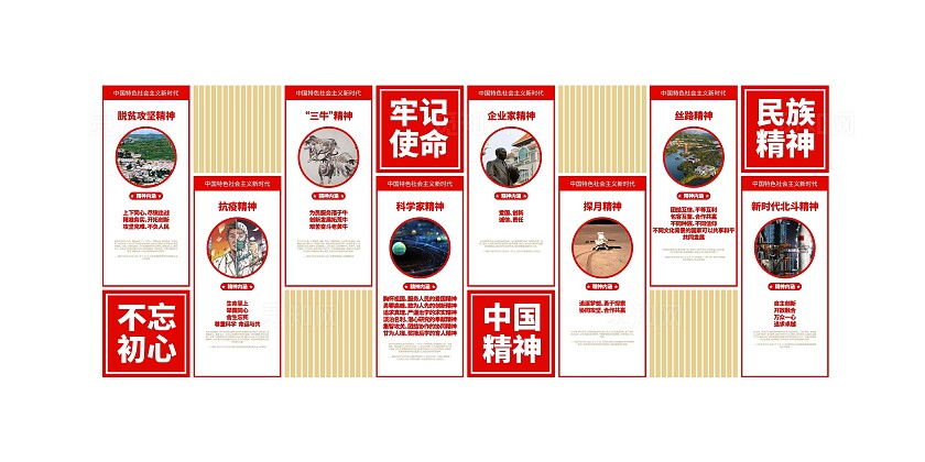 不忘初心牢记使命中国精神党建文化墙