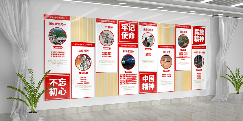 不忘初心牢记使命中国精神党建文化墙