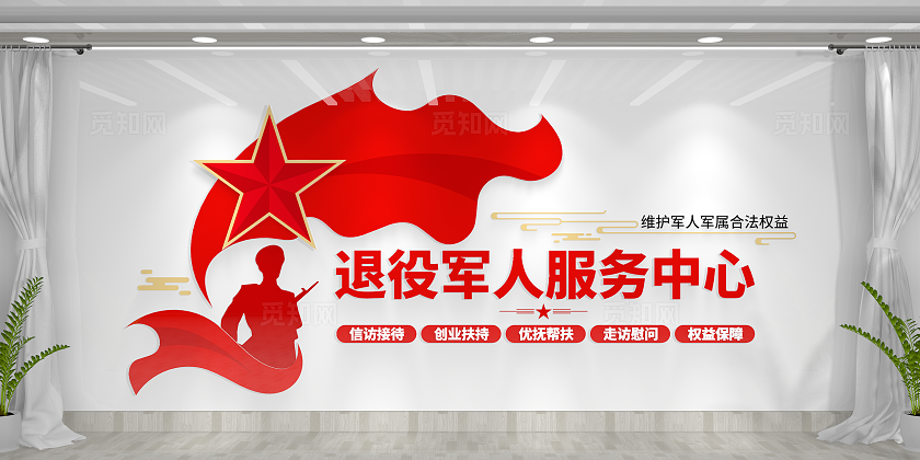 退役军人服务中心文化墙退役军人文化墙党建文化墙