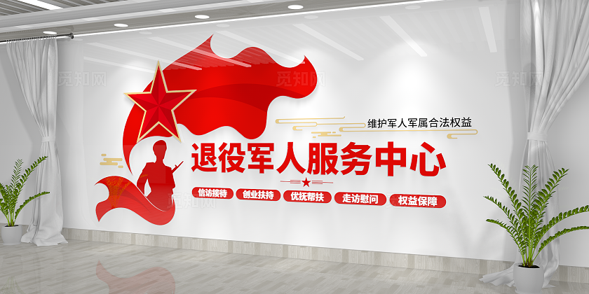 退役军人服务中心文化墙退役军人文化墙党建文化墙