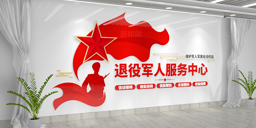 退役军人服务中心文化墙退役军人文化墙党建文化墙