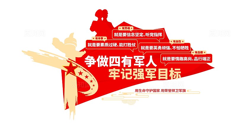 争做四有军人牢记强军目标四有军人文化墙