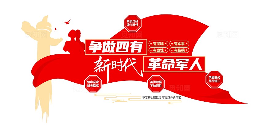 争做四有新时代革命军人四有军人宣传四有军人文化墙