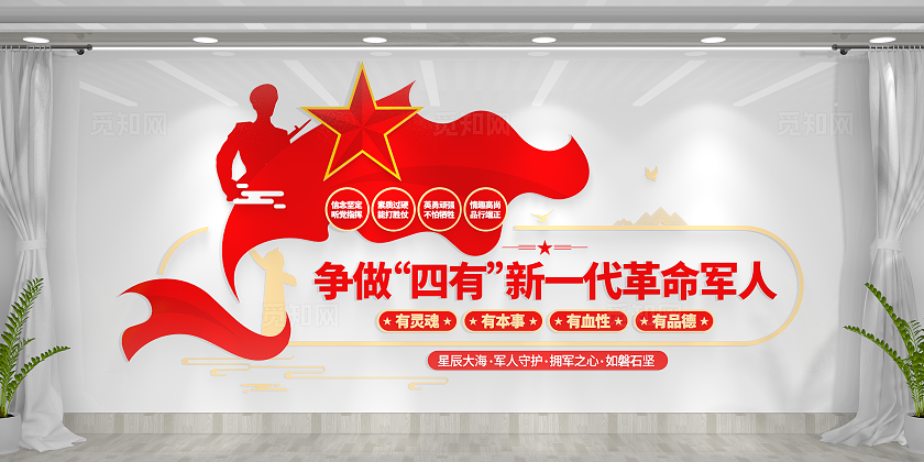 争做四有新一代革命军人四有军人文化墙