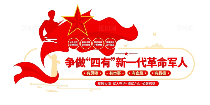 争做四有新一代革命军人四有军人文化墙