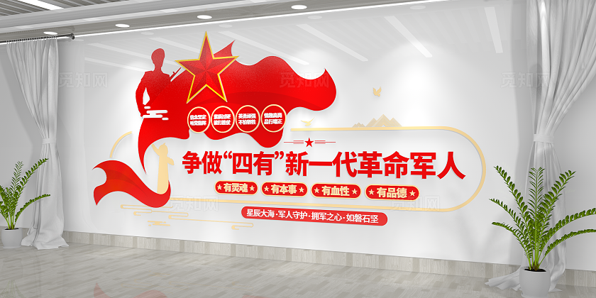 争做四有新一代革命军人四有军人文化墙