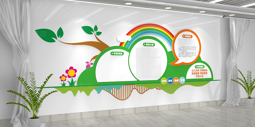 幼儿园学校简介学校风采师资力量卡通造型校园文化墙