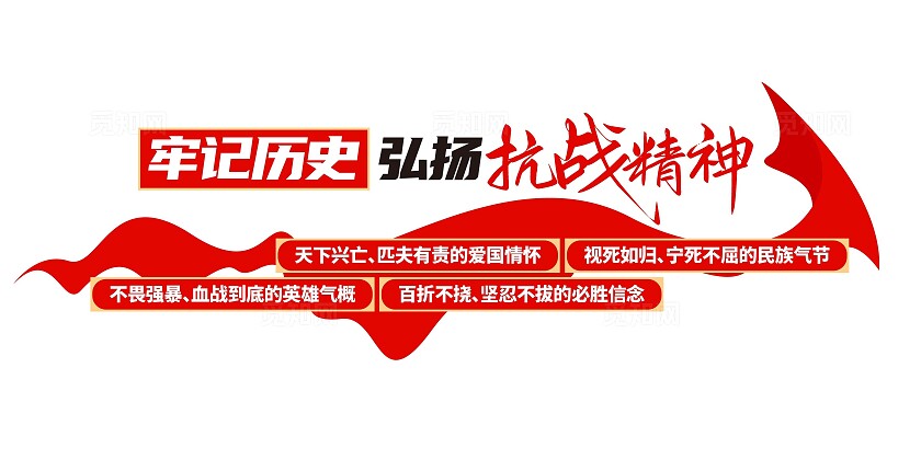 牢记历史弘扬抗战精神中国精神党建文化墙