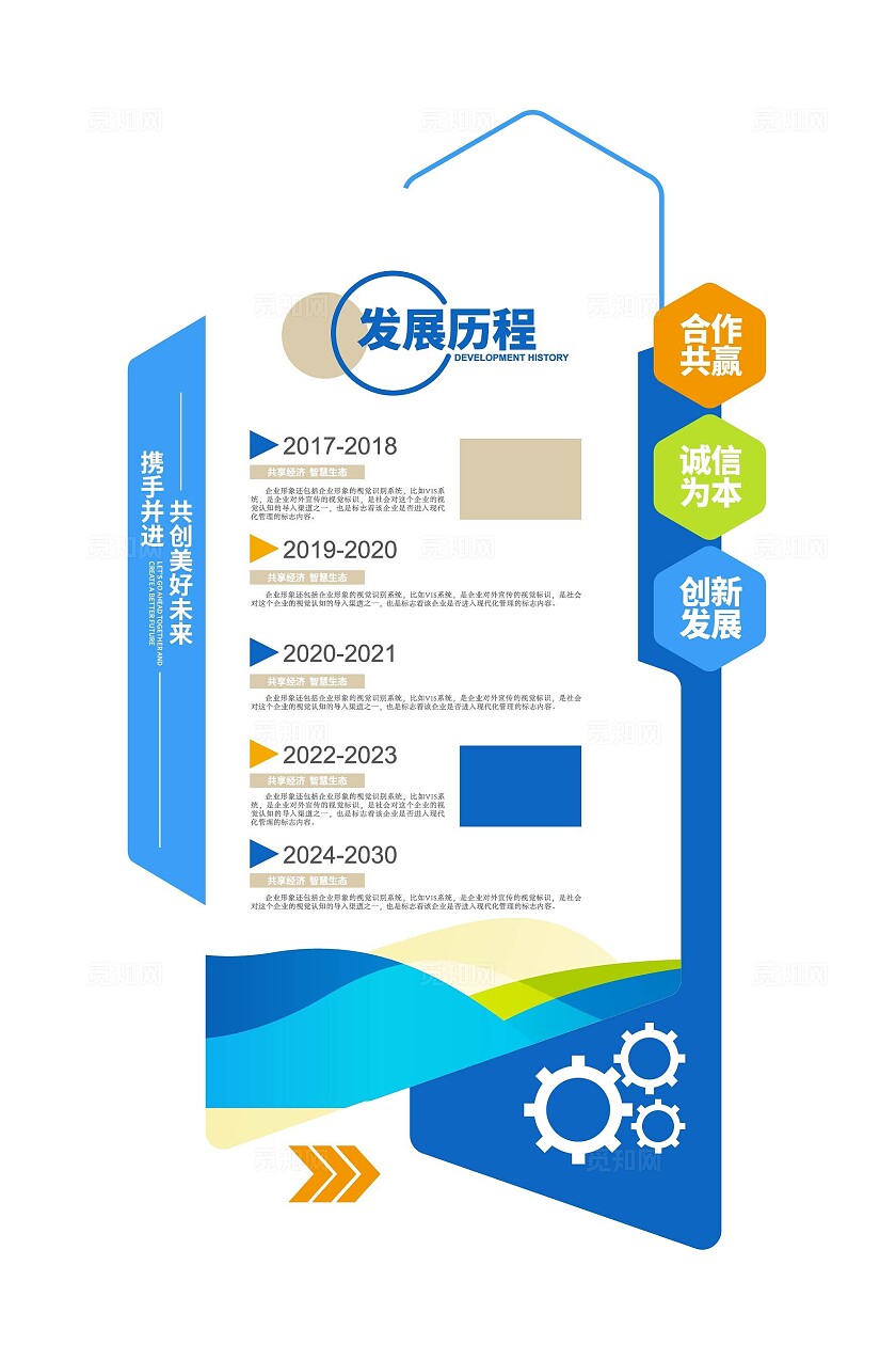竖版科技公司企业发展历程企业文化墙